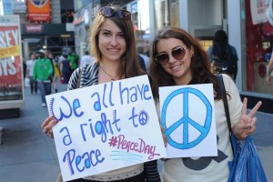 Students w Peace Signs Right to Peace