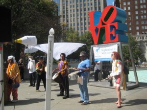 Love Park with Drummers and Dove